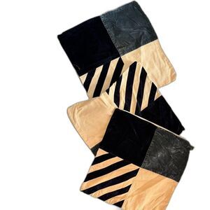 Set of Three Blue & Cream Cordoroy Zippered Accent Pillow Covers 15.5" x 15.5"